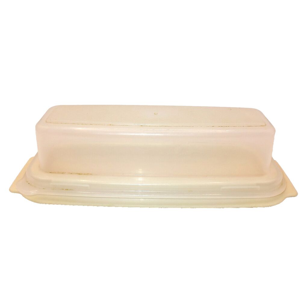 Rubbermaid Butter Dish Keeper Clear Lid Almond Base